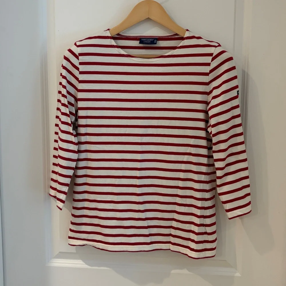 W’s size S Saint James Classic Red and White Striped Long Sleeve Top - Picture 1 of 7